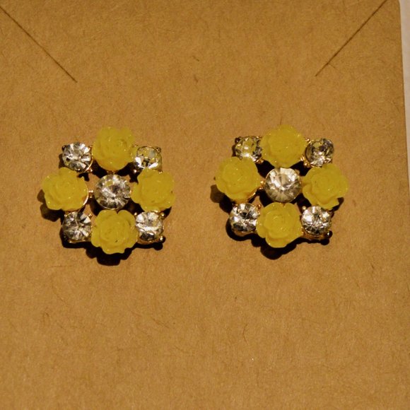 Yellow Roses Stud Earrings - Picture 1 of 1